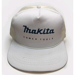 Vintage Trucker Hat Cap Makita Tools Snapback Padded Mesh White Rope Clean!